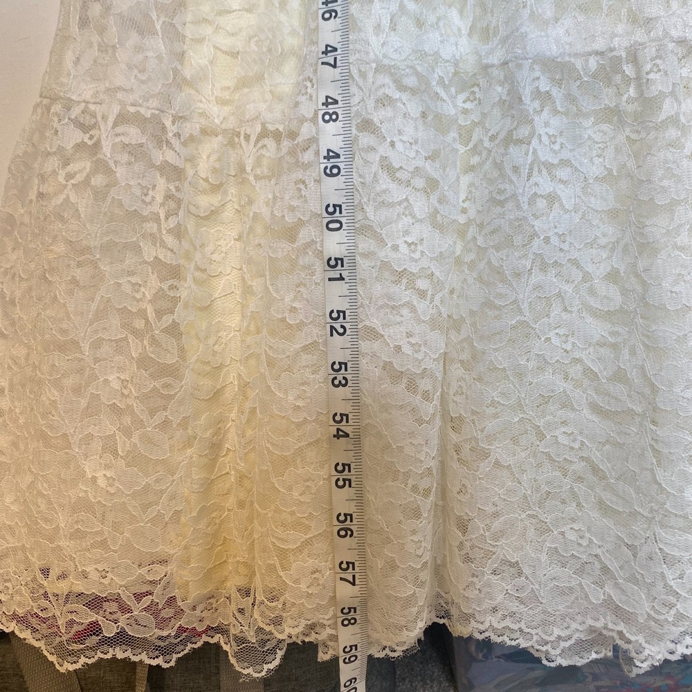 Vintage 80s Union Made Wedding Dress S Cream Lacey Long Sleeve Modest Victorian - Picture 8 of 14